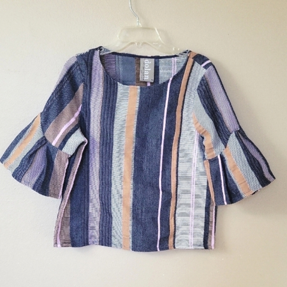 Anthropologie Dolan Left Coast Collection Striped Bell Sleeve Jacquard Top